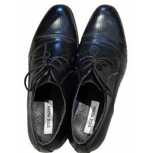 Steve Madden Black Leather Cap Toe Lace Up Dress‎ Shoes size Men's 11M
